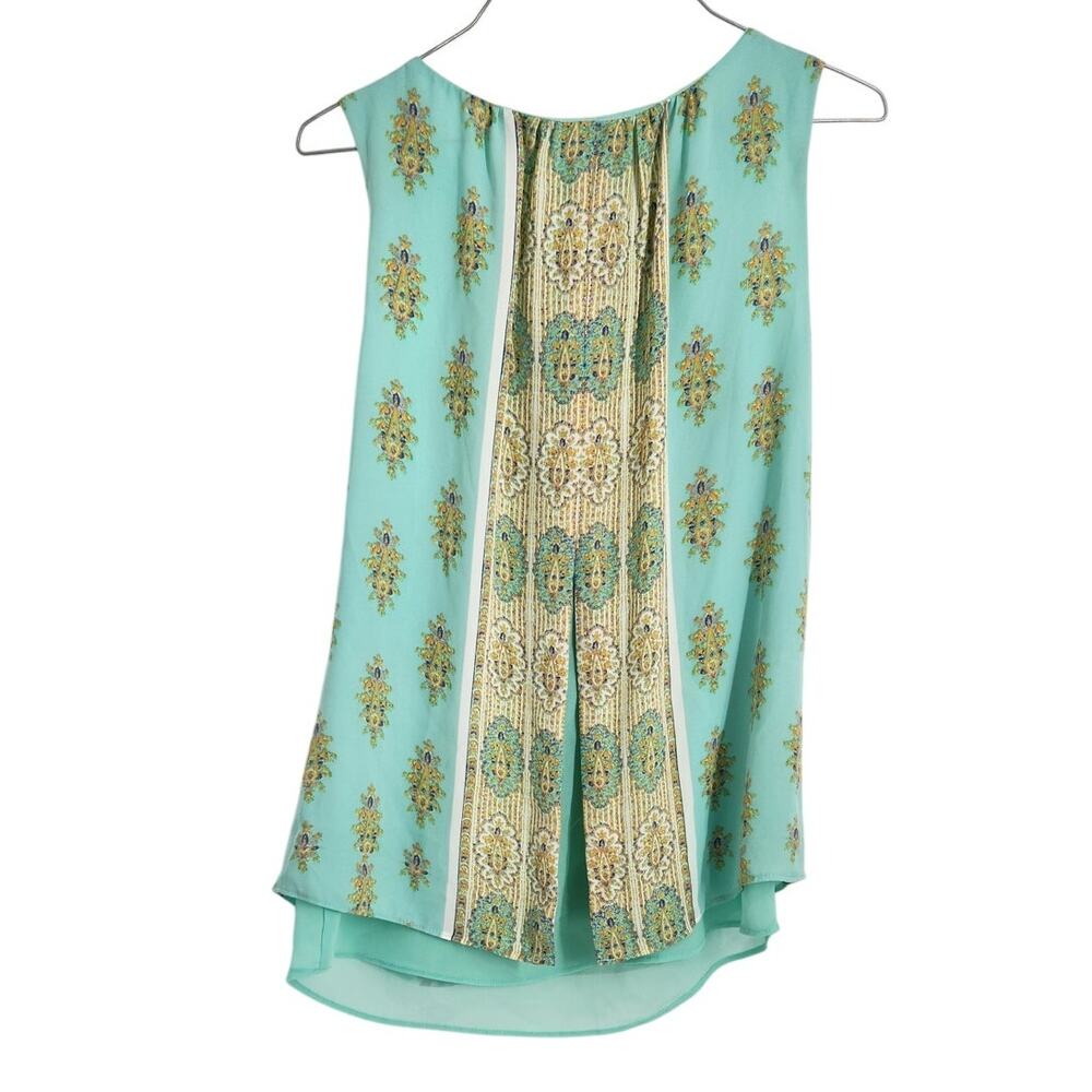 Rose & Olive Teal and Gold Sleeveless Tank Top Womens Size Small S - Picture 2 of 4